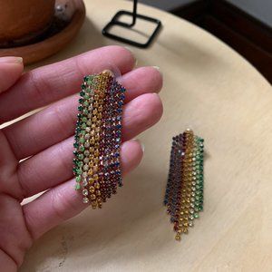Rainbow Crystal Fringe Earrings